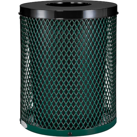 Global Industrial Outdoor Diamond Steel Trash Can With Flat Lid, 36 Gallon, Green 261924GN